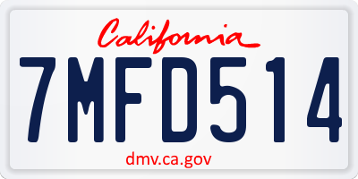 CA license plate 7MFD514