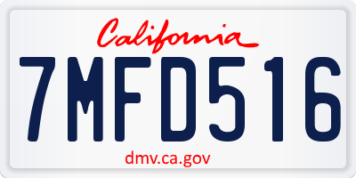 CA license plate 7MFD516