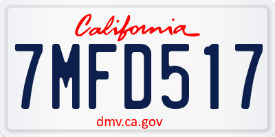 CA license plate 7MFD517