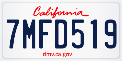 CA license plate 7MFD519