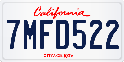 CA license plate 7MFD522