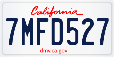 CA license plate 7MFD527