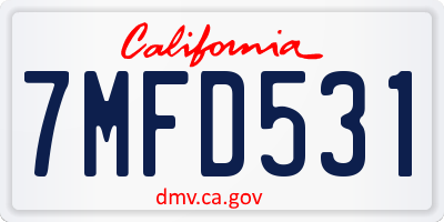CA license plate 7MFD531
