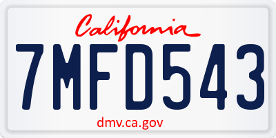 CA license plate 7MFD543