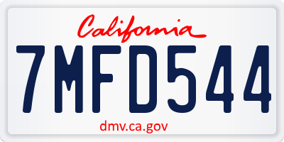CA license plate 7MFD544