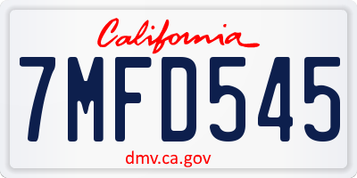 CA license plate 7MFD545