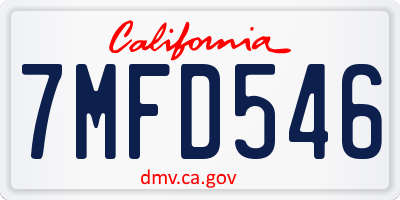 CA license plate 7MFD546