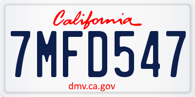 CA license plate 7MFD547