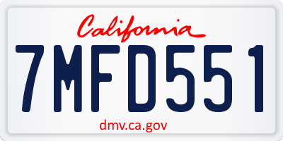 CA license plate 7MFD551