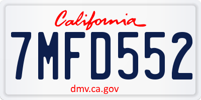 CA license plate 7MFD552