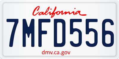 CA license plate 7MFD556