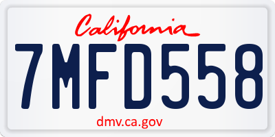 CA license plate 7MFD558