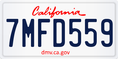 CA license plate 7MFD559