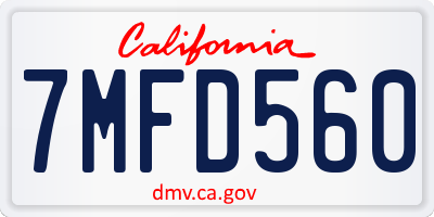 CA license plate 7MFD560