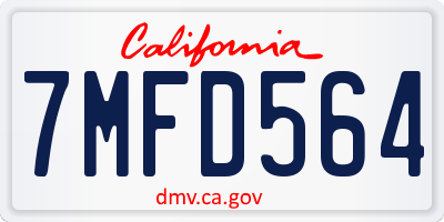 CA license plate 7MFD564