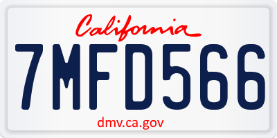 CA license plate 7MFD566