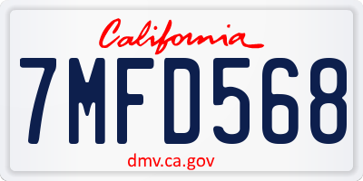 CA license plate 7MFD568
