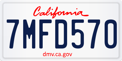 CA license plate 7MFD570