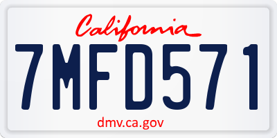 CA license plate 7MFD571