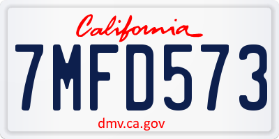 CA license plate 7MFD573