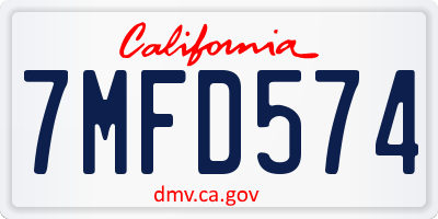 CA license plate 7MFD574