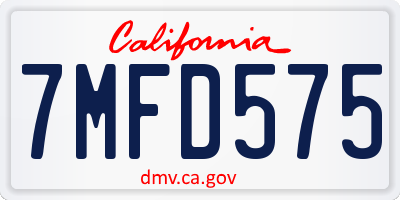 CA license plate 7MFD575