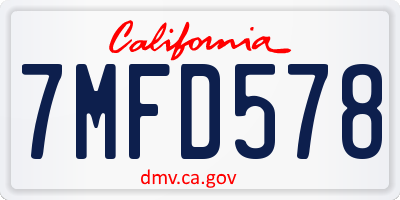 CA license plate 7MFD578