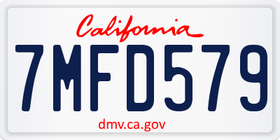 CA license plate 7MFD579