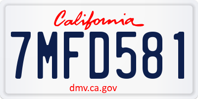 CA license plate 7MFD581