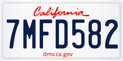 CA license plate 7MFD582