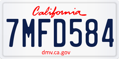 CA license plate 7MFD584