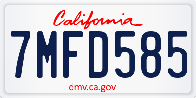 CA license plate 7MFD585