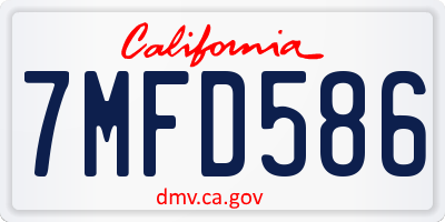 CA license plate 7MFD586