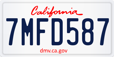 CA license plate 7MFD587