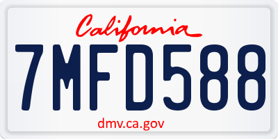 CA license plate 7MFD588