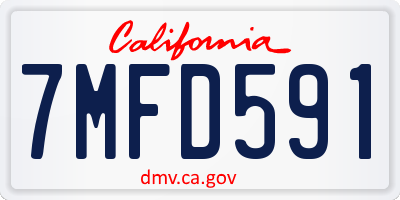 CA license plate 7MFD591