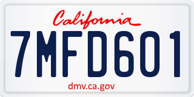 CA license plate 7MFD601