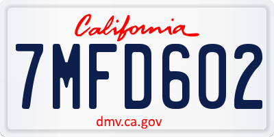 CA license plate 7MFD602