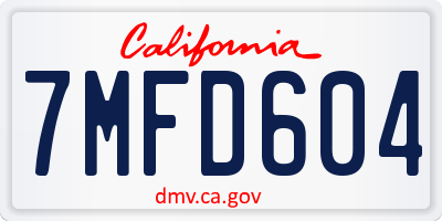 CA license plate 7MFD604