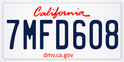 CA license plate 7MFD608