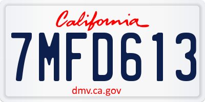 CA license plate 7MFD613