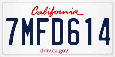 CA license plate 7MFD614