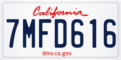 CA license plate 7MFD616