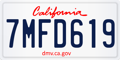 CA license plate 7MFD619