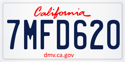 CA license plate 7MFD620