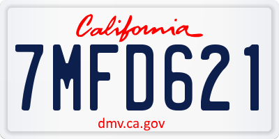 CA license plate 7MFD621