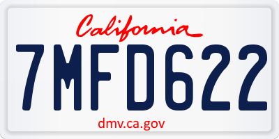 CA license plate 7MFD622