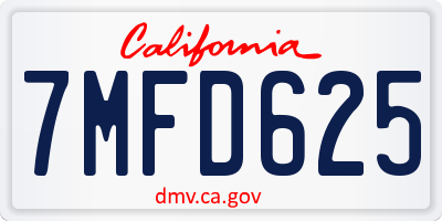 CA license plate 7MFD625