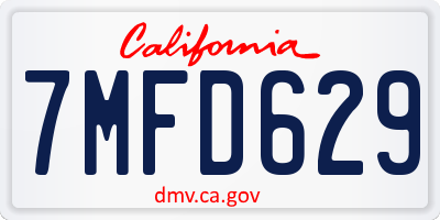 CA license plate 7MFD629