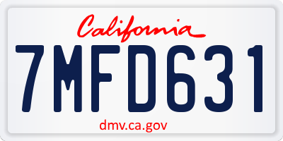 CA license plate 7MFD631